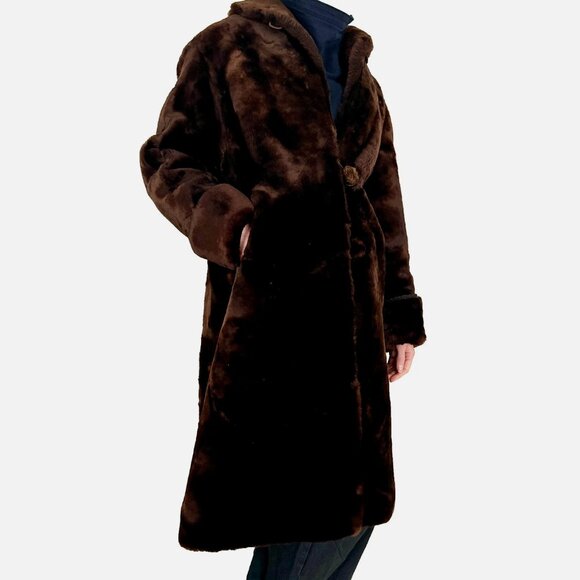 vintage Jackets & Blazers - Vintage Genuine Fur Coat Long Mink Winter Soft Luxury Pockets Buttons Red Brown